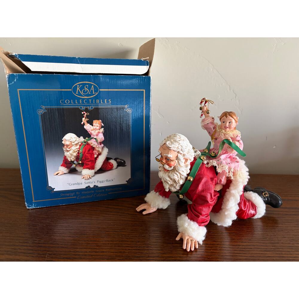 VTG Fabriche Kirk Adler KSA Collectibles Ltd Edition 'Grandpa Santas Piggy Back'